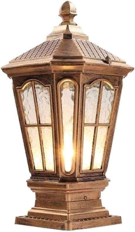 GUOCC Creative European Outdoor E27 Pillar Lantern Square American Waterproof Post Lamp Column Head Light Victorian Fence Door Balcony Garden Lawn Landscape Street Lamp Aluminum Metal Villa Park Posta