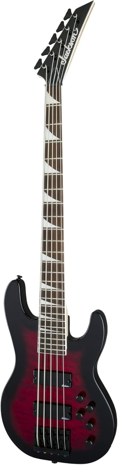 Jackson JS Series 5-String Concert Bass JS3VQ, Transparent Red Burst, Amaranth Fingerboard