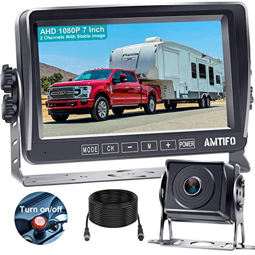 Amtifo HD 720P Backup Camera Kit,7 Inch Monitor With Rear View Camera System Designed For Cars,Pickups,Trucks,Trailers,RVs,Easy Installation