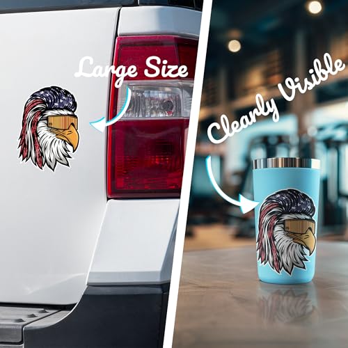 Image of Mullet Eagles Stickers (2 Pc) - Strong Adhesive Waterproof American Flag Eagle Decal Sticker - No Fade, Used for Bumper, Window, Laptop, RV, Water Bottle, Truck, Car, Phone Case
