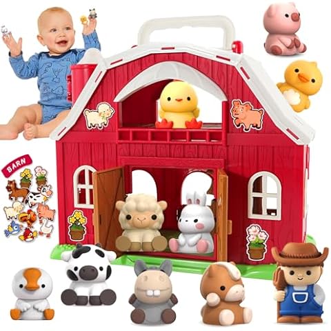 Toddler Toys For 1 2 3 Years Old Boys And Girls, Big Barn Toy With Farm Animal, Toddler Educational Montessori Toys, Farm Pretend Playset Toy, Christmas Birthday Gift For Toddler Baby Boys Girls Cover
