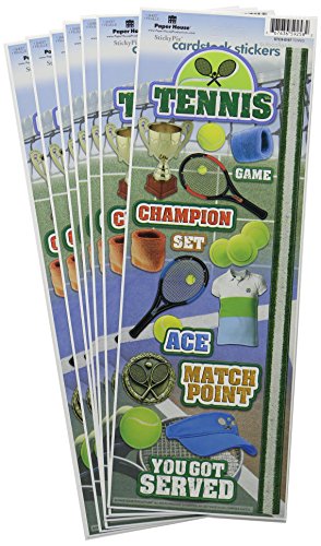 Paper House Productions STCX-0167E Cardstock Stickers, Tennis (6-Pack)