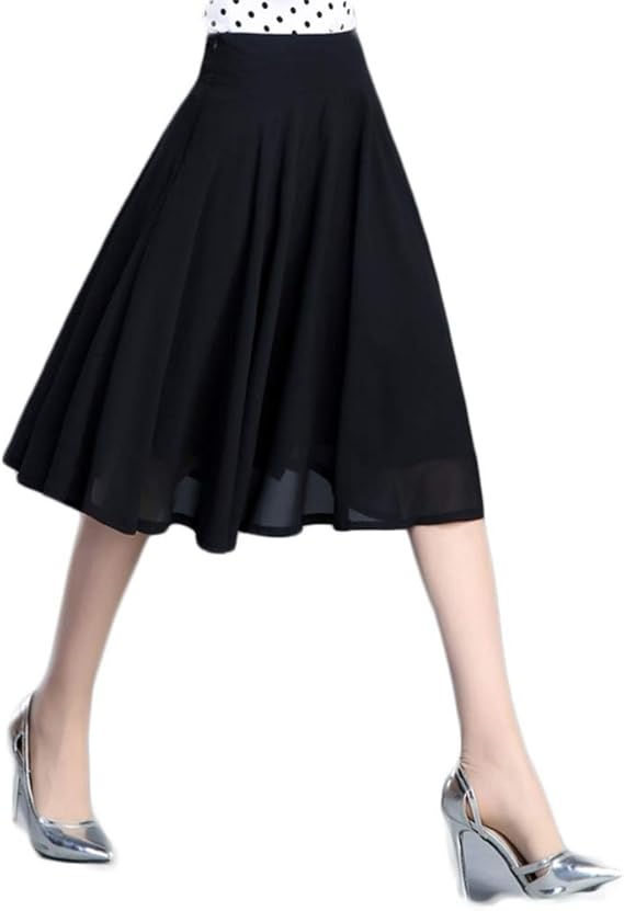 Amazon レディース 膝丈スカート 水玉 シフォン ロング丈 フレアスカート 春 夏 フレア ロングスカート ウエストゴム 裏地あり 大幅 シフォン スカート ロング ゆったり 膝下 ふんわり 体型カバー 裏地付き 披露宴 演奏会 冠婚葬祭 スカート 通販