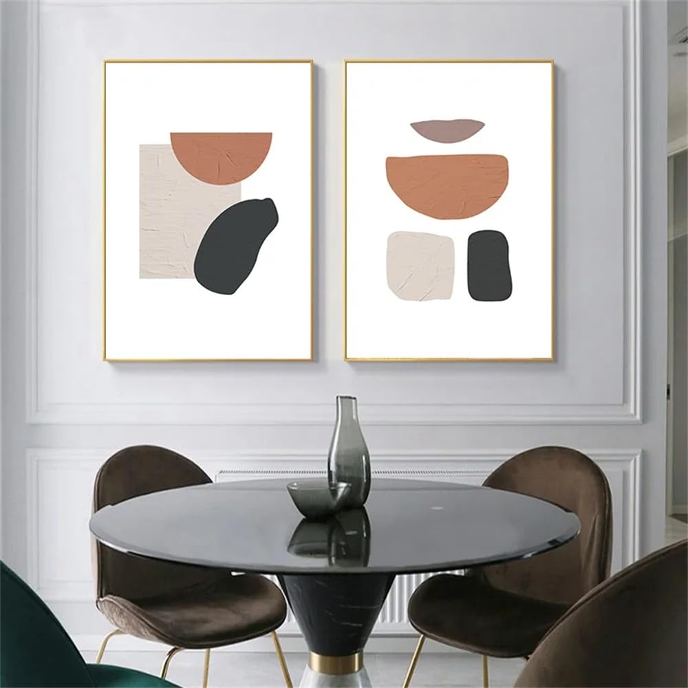 WBYZAC 2 Pieces Poster-Modern Abstract Graphics Painting Geometric Canvas Wall Art Print Minimalist Vintage Picture Living Room Kitchen Office Decoration-60 * 70cm (No Frame)