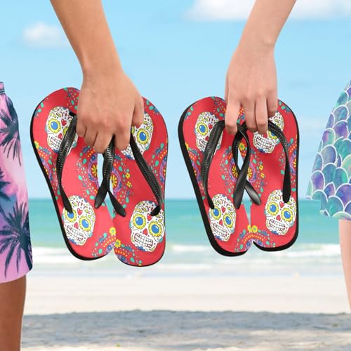 STAYTOP Colored Sugar Skull Flip Flops Sandals of Men's & Women's,Sandals Beach Slippers Shower Slides4