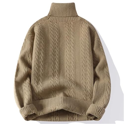 Men’S Loose Fit Solid Turtleneck Knitted Pullover Sweater Vintage Youthful Vitality Long Sleeve Jumper Top3