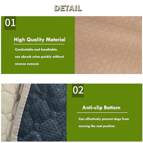 Image of BAMY 2 Pcs Washable Dog Pee Pads Absorbs Urine Pet Training Pads Non-Slip Waterproof Doggie Whelping Pad Reusable Dogs Mat Solid Brown Gray Blue Pink (Khaki, M (28x20 inch))