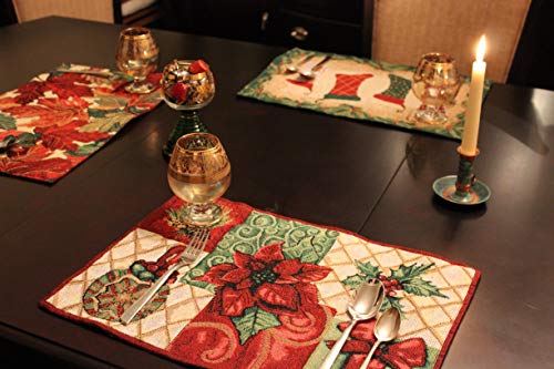 Tache Home Fashion Holiday Tidings Christmas Festive Decorative Tapestry Placemats #TOP3