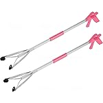 Grabber Tool 32 Suction Cup Grip Heavy Duty Aluminum -2 Pack- Lightweight Foldable Reacher Grabber Pickup Tool, Gripper Grabbers for Elderly Grab it Reaching Tool Trash Picker Grabber Pink, by Luxet