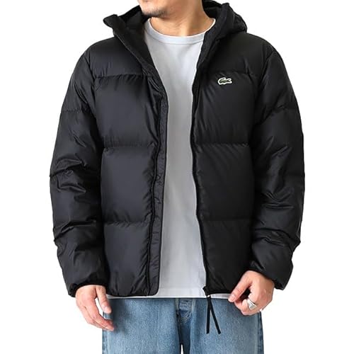 [ラコステ] 撥水 バックロゴ フード付き ダウンジャケット BH7841 黒 ブラック メンズ【50-BLACK(031)】
