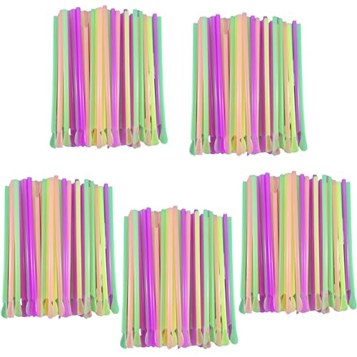 500 Pitillos Cuchara Desechables Multicolor 20 cm miniatura 1