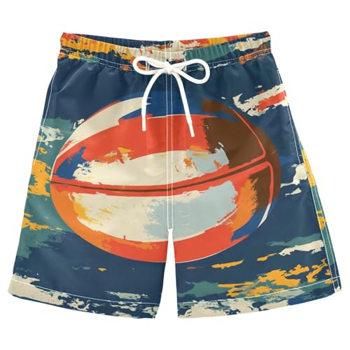 Boys Beach Board Shorts Rugby Graffiti Football Swim Trunk Teen Swimwear 8-16Y Multicolor