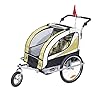 homcom 440-001YL 2-in-1 fietsaanhanger jogger 360° draaibaar voor kinderen, geel, zwart