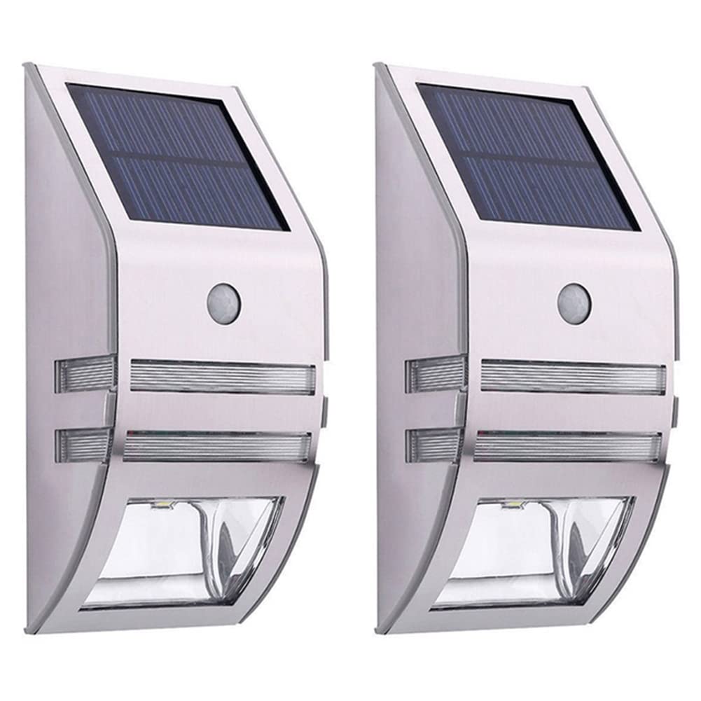 Solarlampen für Außen mit Bewegungsmelder LED Solar Wandleuchten Edelstahl Außenbeleuchtung IP65 Wasserdicht Solarleuchten Aussenleuchte Wandlampen für Garten Haustür Garage Pfad Zaun,2pc