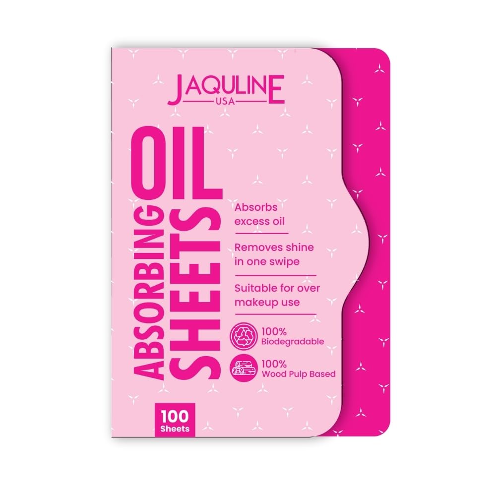 JAQULINE USA Pink Oil Absorbing Sheets | Instant Oil Control Blotting Paper for Face | Gentle on Skin | Travel Friendly | Portable and Convenient for Daily Use - 100 Count