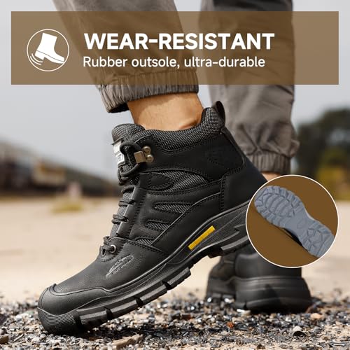 Image of Steel Toe Boots for Men Indestructible High Top Work Shoes for Men Comfortable Safety Shoes Puncture Proof Hiking Construction Shoes Botas de Trabajo para Hombre