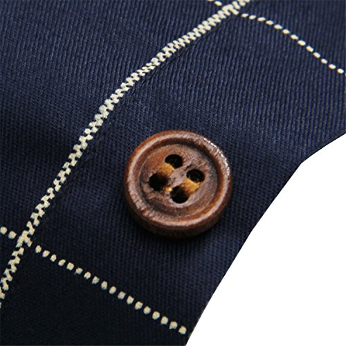 Localmode Men's 100% Cotton Long Sleeve Plaid Slim Fit Button Down Dress Shirt,Navy Blue,Medium #TOP5