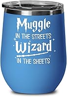 Vista 4 de Muggle In The Streets Wizard In The Sheets - Vaso de vino para los fanáticos, divertido Sorcerer Nerd Geek - Taza de café aislada de acero