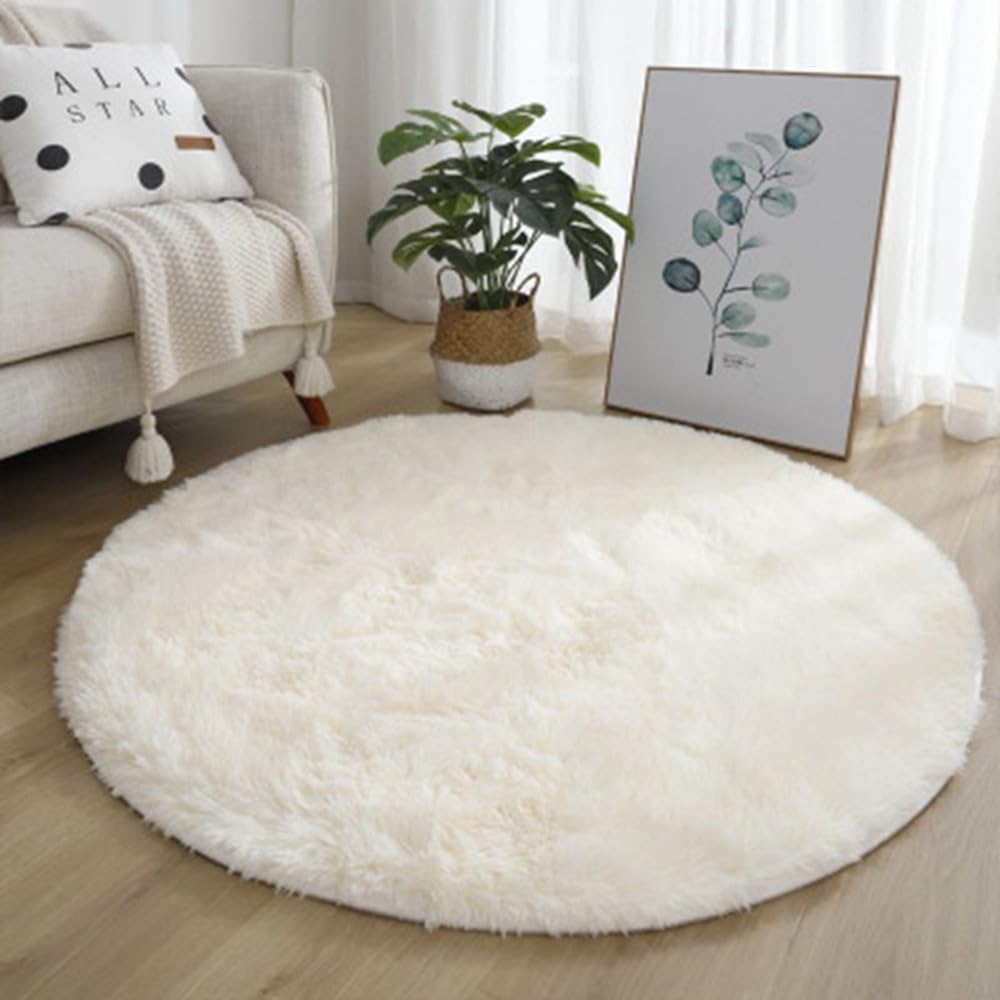 PALVIT Alfombra circular para dormitorio, baño, sala de estar, cocina, 180 x 180 cm, esponjosa, suave, antideslizante, alfombra redonda, alfombra de área que no se desprende, lavable a máquina