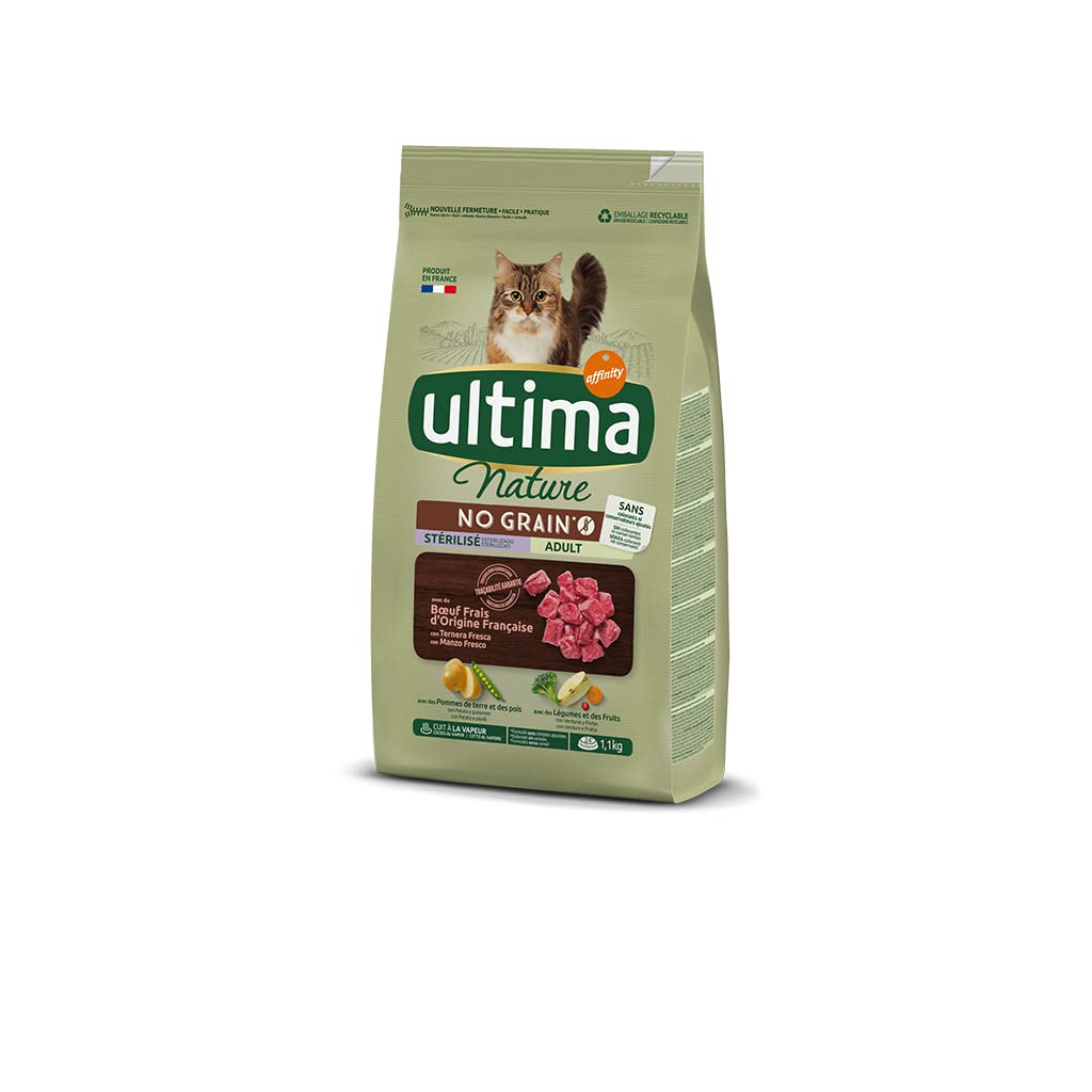 Ultima Nature Pienso para Gatos No Grain Esterilizados con Buey - 1.1 kg, 1 x 1100 g