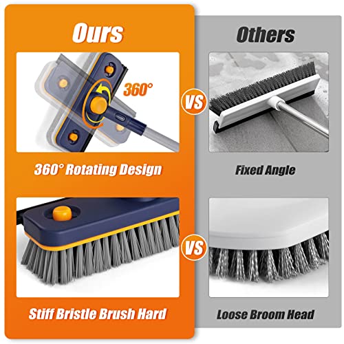 Marsbase Floor Scrub Brush, 4 In 1 Shower Scrubber With 58" Long Handle, Stiff Bristle Tub Tile Cleaning Brush, No Scratch Multi-Use Household Brush For Bathroom, Glass, Tile, Bathtub, Wall, Kitchen #TOP4