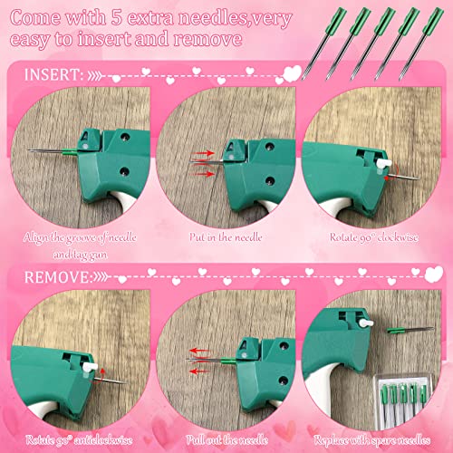 3576 Pcs Tagging Gun Clothes Garment Tag Attacher Kit With Needles Standard Plastic Barbs Fasteners Hang Tag Strings Gourd Safety Pins Retail Price Tags Size Labels For Store Warehouse (Pink) #TOP5