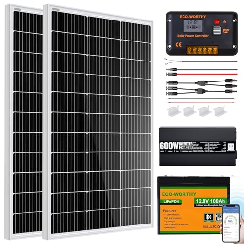 ECO-WORTHY 200 Watt 12V Complete Solar Panel Starter Kit for