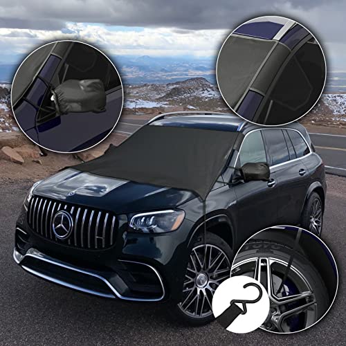 Image of Autotech Park Custom-fit Snow Cover Compatible with 2017-2021 Jeep Compass, Windshield Cover Comes with Rear Mirror Cover