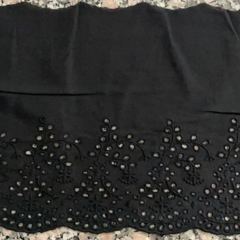 WANYI Ruban Dentelle Coton,19cm Large Vintage Ruban Dentelle au Metre Galon Couture Rubans Décoratif pour Artisanat Jupes Vêtements Robe de Mariage(Noir)