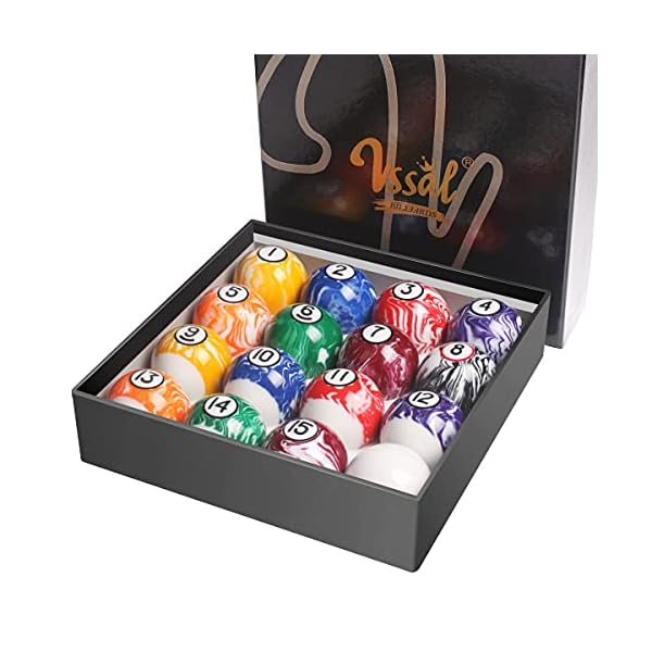 VSSAL Billiard Balls Set Pool Table Balls MarbleSwirl Style 16 Ball