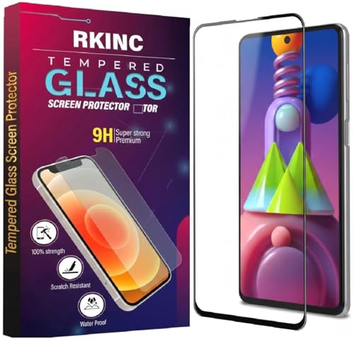 Image of RKINC Tempered Glass for Samsung Galaxy M31S, A51, A52, A52S and Galaxy A52 (6.5 Inch) Military Grade Gorilla Screen Guard Protector | With Installation Kit | Edge to Edge Coverage | Black