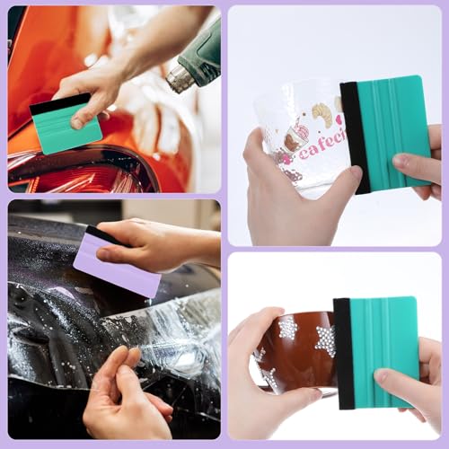 JIYIN 2 Stück Rakel mit Filzkante, Filzrakel Auto Folienrakel Folierungs Werkzeug Kunststoffrakel für Fliesenaufklebern Autofolien Schutzfolien Möbelfolien Wandtattoos