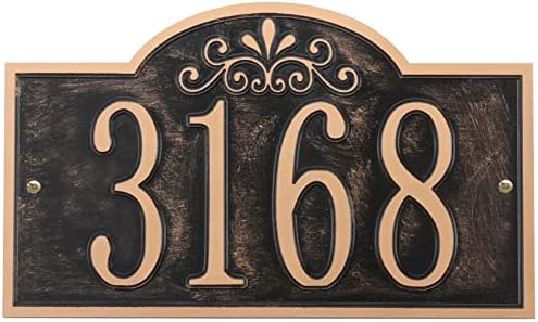 Artmake Address Plaque Sign - Hand-Carved House Number Plaque Sign,Home Address Signs for Outdoor Cast Metal Address Plaque, Arched Rectangle 12" x 7.25" - Black with Gold Numbers
