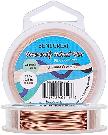 BENECREAT 18Gauge(1mm) Tarnish Resistant Light Gold Wire Jewellery Making Copper Wire, 10M/11Yard