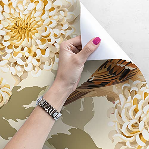 Papier peint haut de gamme fleurs d'oiseaux impression Latex Muralo