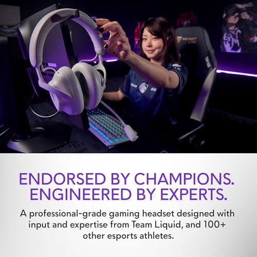 Alienware Pro Kablosuz Oyun Kulaklığı - Kablolu/Kablosuz, Bluetooth 5.3, 15 Dakika Hızlı Şarj, Ses Çıkışı 20 Hz, Pil Konuşma Süresi (ANC açık) 24 Saate Kadar (Bluetooth), Ay Işığı - Görsel 2