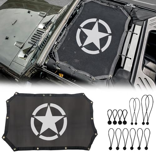 West-xingzhe Top de biquíni de malha para Jeep Wrangler 2007-2018 JK 2/4 portas, parte superior macia/dura, bloqueia a maioria dos raios UV e reduz o ruído, estrela