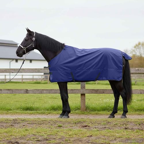 Manta para caballo impermeable con cierre ajustable transpirable verde oscuro 2