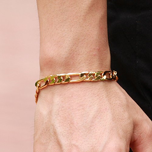 Taoqiao Men Gold Personalized Cuban Bracelet 7.5/8.5/9inch 18K Gold Plated Stainless Steel Figora Classic Hip Hop Gold Bracelet for Men2