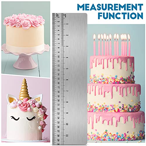 Stainless Steel Cake Scraper With Scale Cake Edge Smoother Cake Decorating Comb Baking Scraper Tool For Baking Measuring Cake Buttercream Home Kitchen Accessory #TOP2