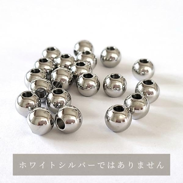 シルバービーズ　6個 Amazon.co.jp: シルバー ステンレス メタルビーズ 【6個 8mm 穴 3mm