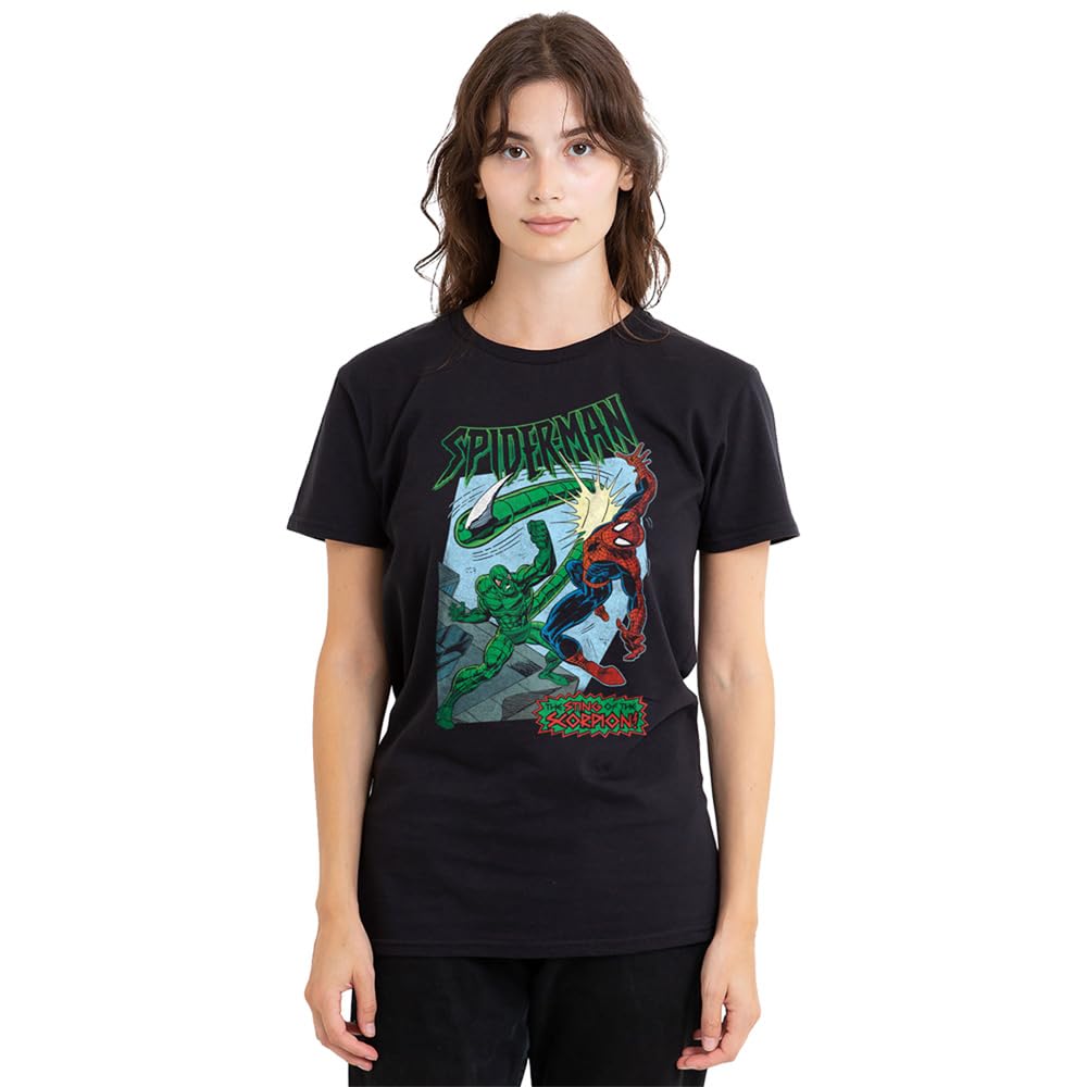 Marvel - Women's T-Shirt - Spiderman Retro Sting Of The Scorpion - 2XL - Black