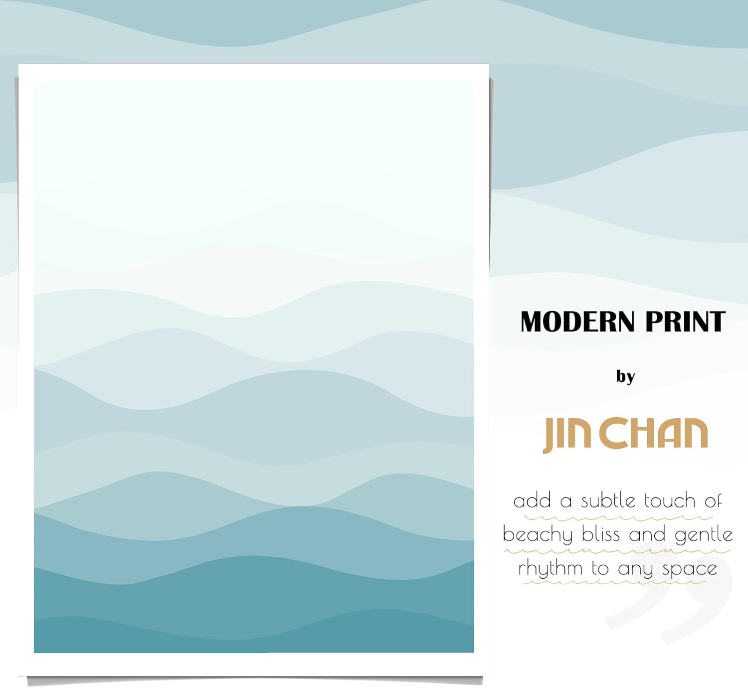 jinchan Ombre Light Blue Ocean Wave Shower Curtain Waterproof Fabric Shower Curtains for Bathroom Gradual Color Design Nautical Coastal Beach Bath Decor with 12 Hooks 70x72 Inches