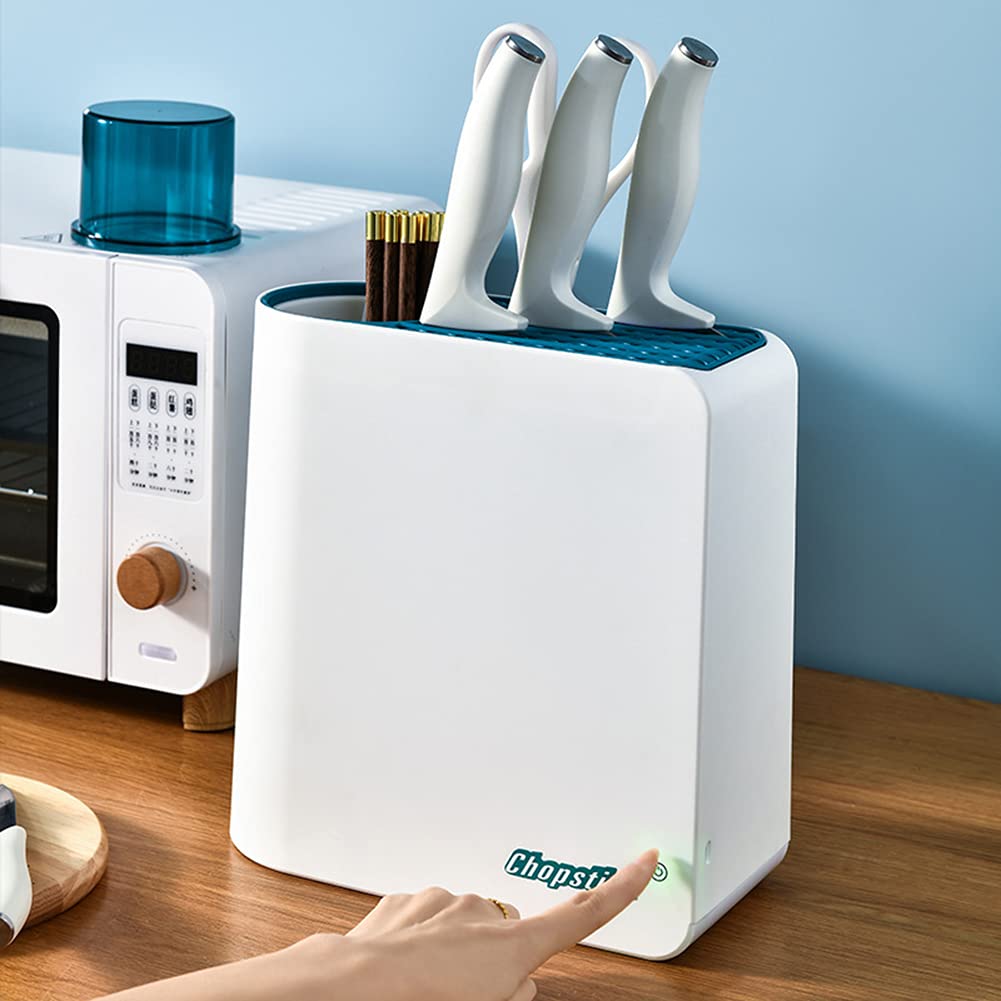 Bloque de cuchillos universal con Estantería utensilios - Portacuchillos de desinfección - Caja de esterilización UV-Almacenamiento de cocina