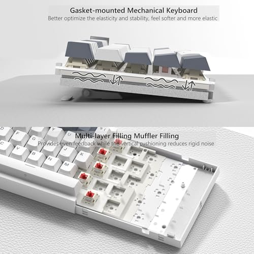 Image of Womier VK66 PRO 60% Gaming Keyboard Wired, QMK /VIA Creamy Mechanical Keyboard, Hot Swappable Gasket Mount RGB Key Board & Translucent Keycaps (White)