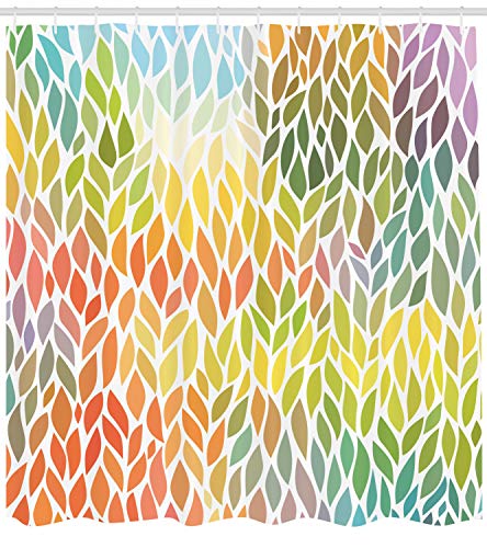 ABAKUHAUS Leaves Shower Curtain, Funky Floral Pattern in the Colors of All Seasons Refreshing Environment Ecology - Image 2