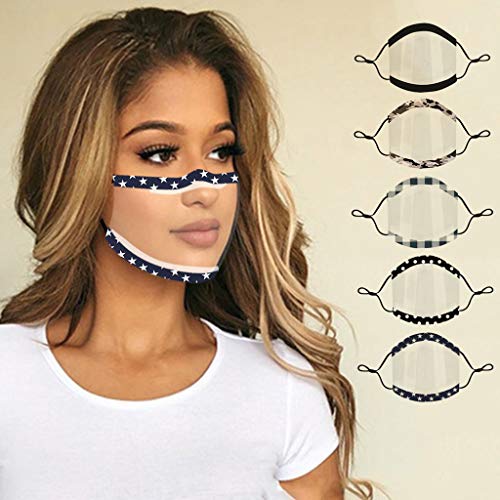 Preisvergleich Produktbild SHUANGA transparent Gesichts Mund, Wiederverwendbare Staubschutzn, Süße Mundschutz Kälteschutz für Unisex wandern Radfahren Camping Outdoor außenbereich Home Office Face Cover Design für Taubstumm