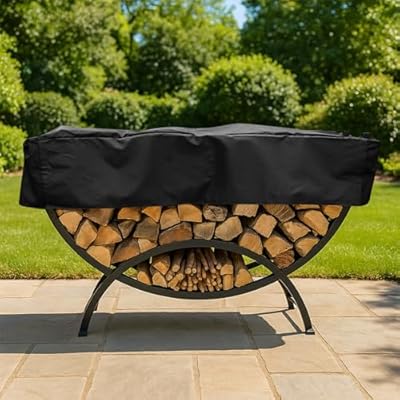 Curved Firewood Rack Cover - Half Round Log Wood Ring Trap Pile Storage Protector, for Waterproof UV Resistant Dustproof, 210D Heavy Duty, 59 Inch (Black)