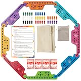 Colorful Jokers and Board Game,Pegs and Jokers Game for 2-8 Player,Wood Board Game with 8 Game Boards 4 Decks of Cards ，Player-Shaped pegs piece Holidays and Casual Social Gatherings