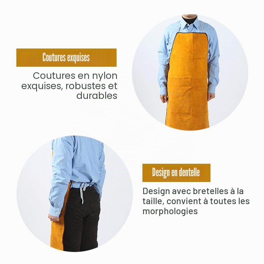 Tablier De Soudeur Tablier De Travail en Cuir pour Homme Femme, Anti-fouling Prévention Incendie pour Le Soudage Électrique La Métallurgie Usinage